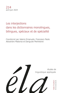 Études de linguistique appliquée, no 214